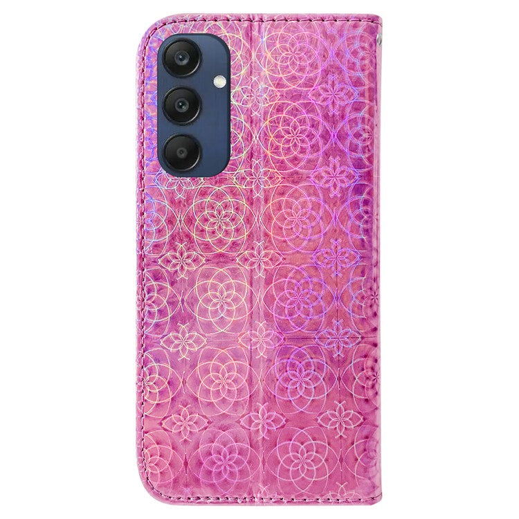 For Samsung Galaxy M35 5G Case Dazzling Flower Leather Phone Cover with Stand - Pink