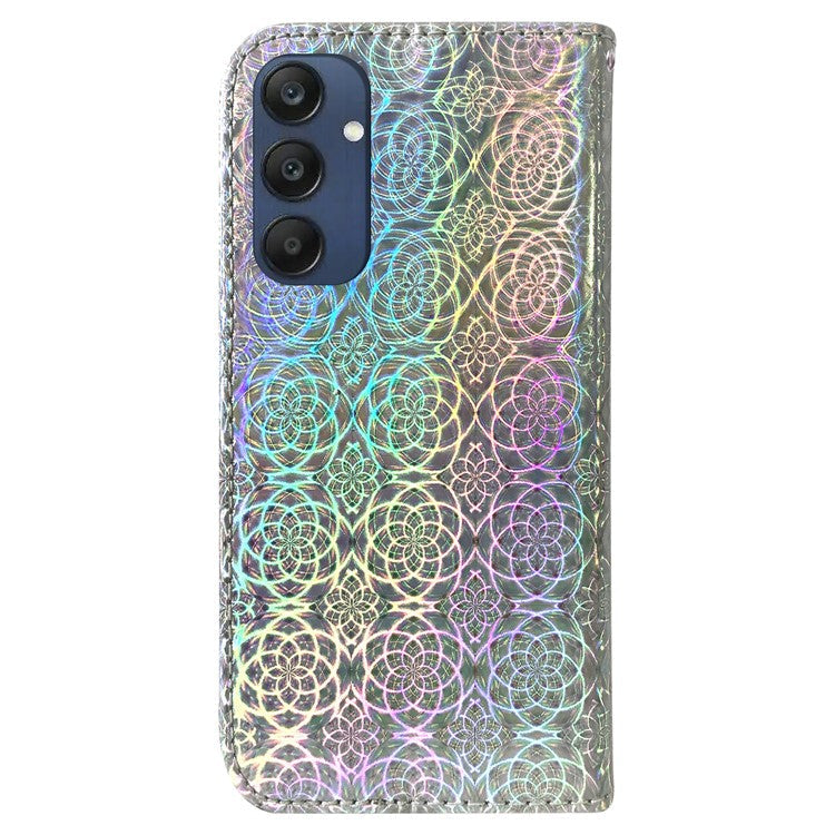 For Samsung Galaxy M35 5G Case Dazzling Flower Leather Phone Cover with Stand - Grey