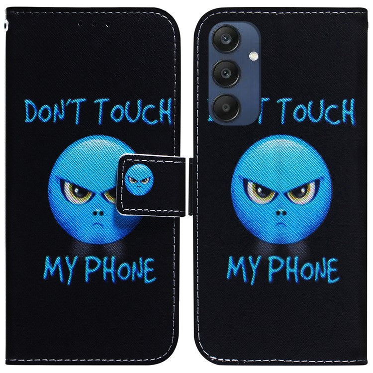 For Samsung Galaxy M35 5G Case Pattern Print Leather Wallet Phone Cover - Don't Touch My Phone
