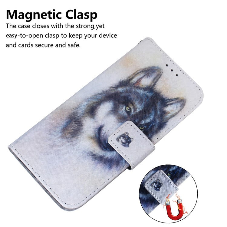 For Samsung Galaxy M35 5G Case Pattern Print Leather Wallet Phone Cover - Wolf