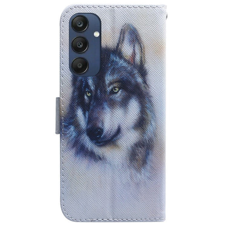For Samsung Galaxy M35 5G Case Pattern Print Leather Wallet Phone Cover - Wolf