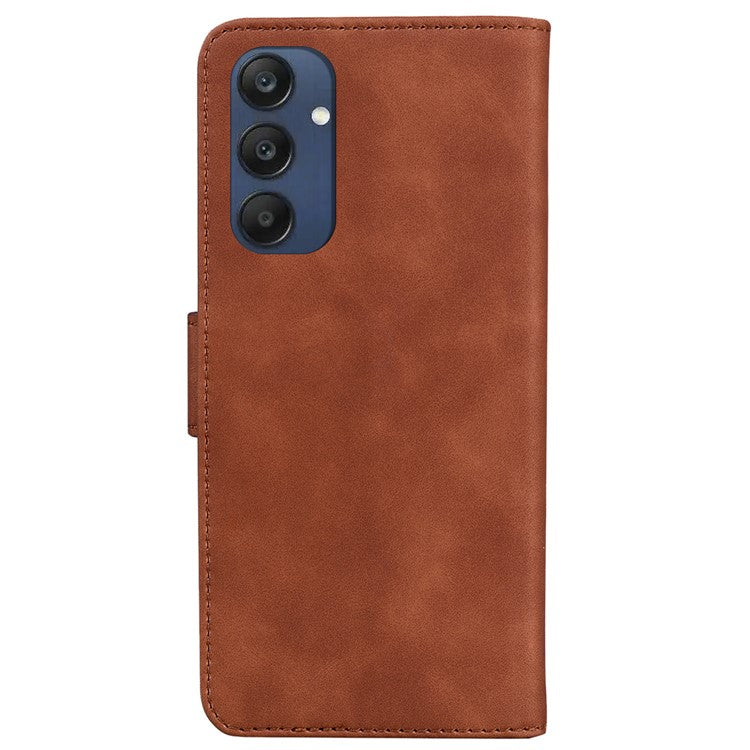 For Samsung Galaxy M35 5G Wallet Phone Case Solid Color Leather Flip Cover - Brown