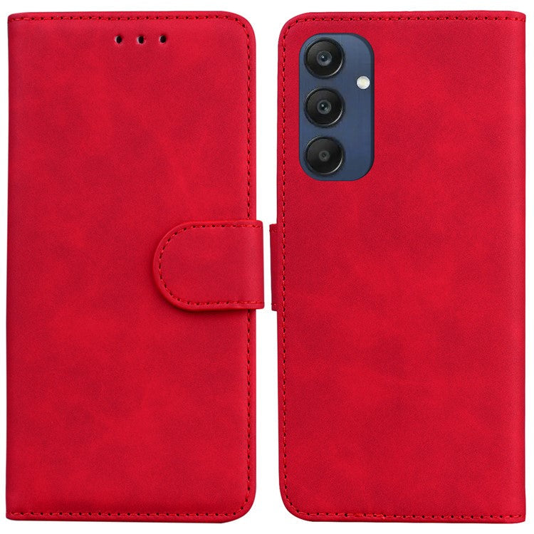 For Samsung Galaxy M35 5G Wallet Phone Case Solid Color Leather Flip Cover - Red