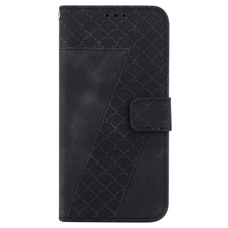 For Samsung Galaxy M35 5G Case 7-Shaped Pattern Imprint Leather Phone Cover - Black