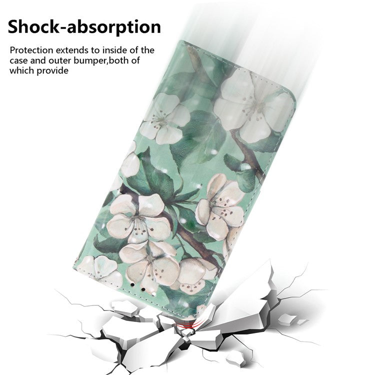 For Samsung Galaxy M35 5G Case Leather Wallet Phone Cover 3D Pattern Print - Watercolor Flowers