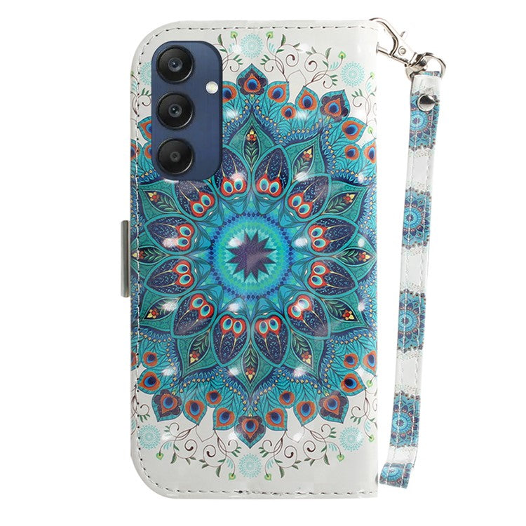 For Samsung Galaxy M35 5G Case Leather Wallet Phone Cover 3D Pattern Print - Peacock Wreath