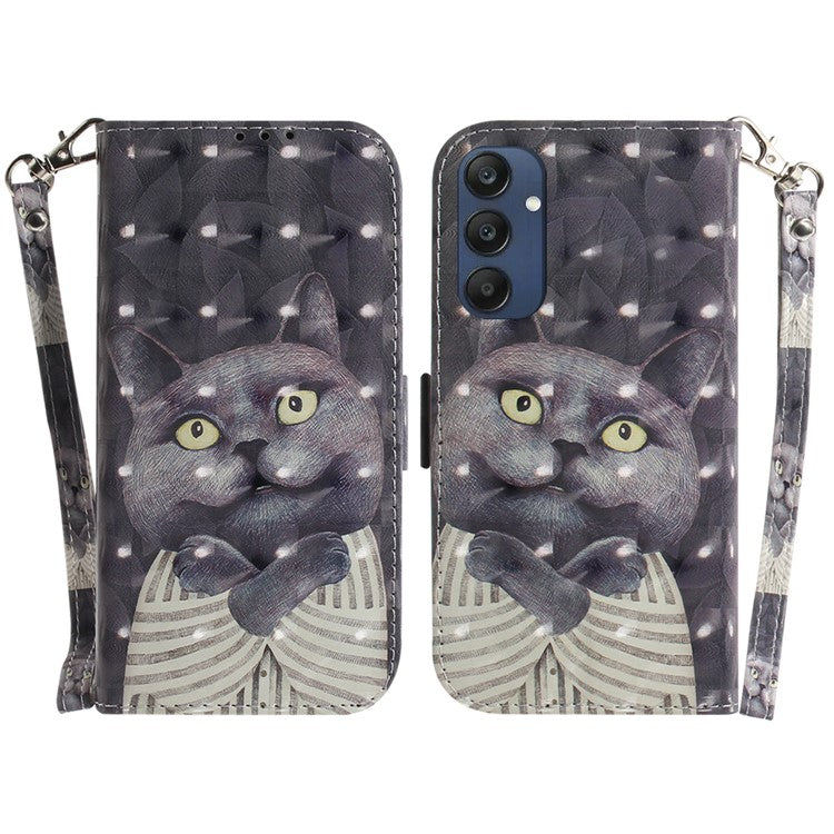 For Samsung Galaxy M35 5G Case Leather Wallet Phone Cover 3D Pattern Print - Embracing Cat
