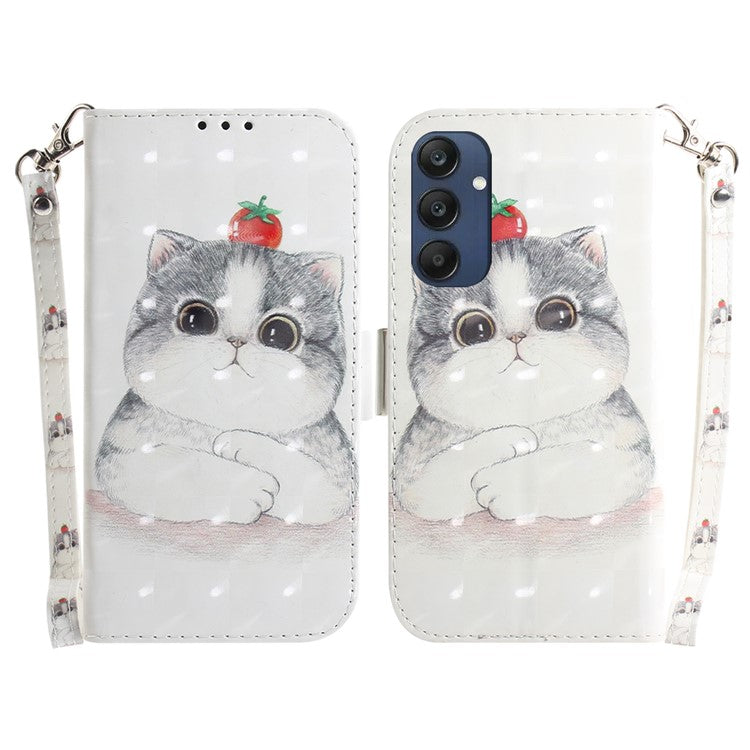 For Samsung Galaxy M35 5G Case Leather Wallet Phone Cover 3D Pattern Print - Cute Cat