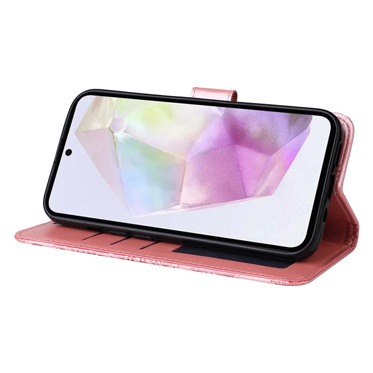 For Samsung Galaxy M35 5G Wallet Case PU Leather Sunflower Phone Cover Stand View - Pink