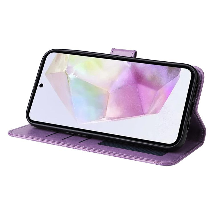 For Samsung Galaxy M35 5G Wallet Case PU Leather Sunflower Phone Cover Stand View - Purple