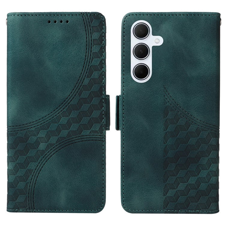 For Samsung Galaxy M35 5G Case Rhombus Starry PU Leather Phone Wallet Cover - Green