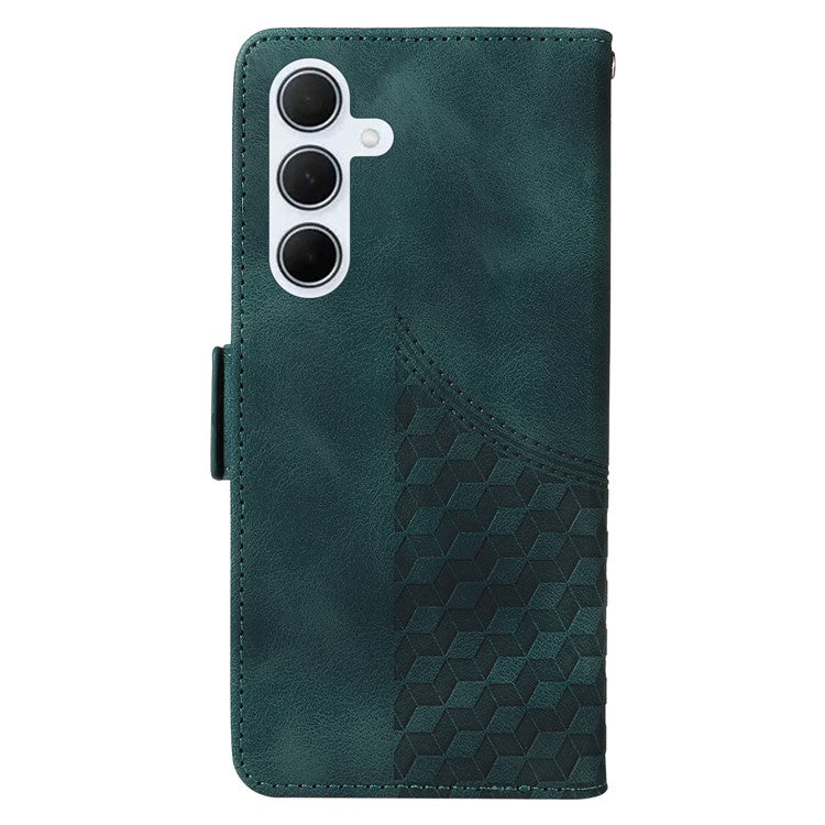 For Samsung Galaxy M35 5G Case Rhombus Starry PU Leather Phone Wallet Cover - Green