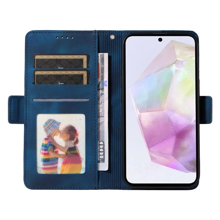 For Samsung Galaxy M35 5G Case Rhombus Starry PU Leather Phone Wallet Cover - Blue