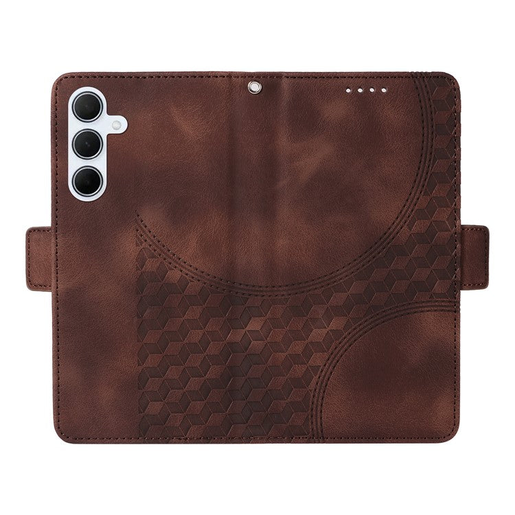 For Samsung Galaxy M35 5G Case Rhombus Starry PU Leather Phone Wallet Cover - Brown