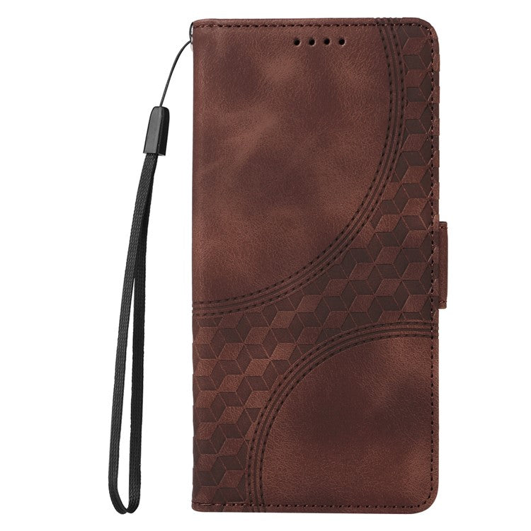 For Samsung Galaxy M35 5G Case Rhombus Starry PU Leather Phone Wallet Cover - Brown