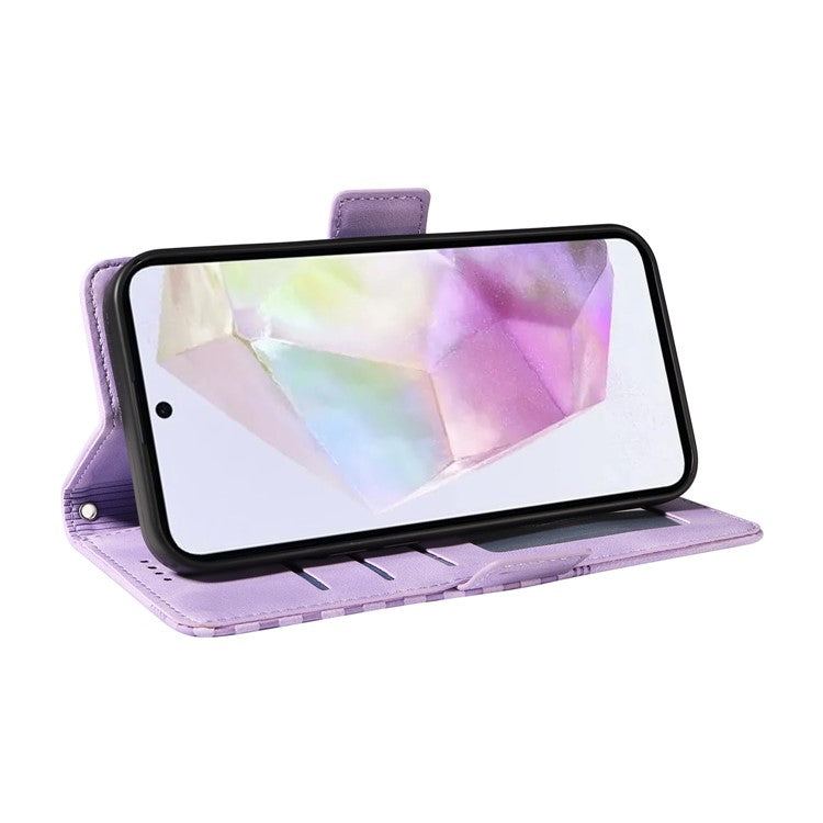 For Samsung Galaxy M35 5G Case Rhombus Starry PU Leather Phone Wallet Cover - Purple