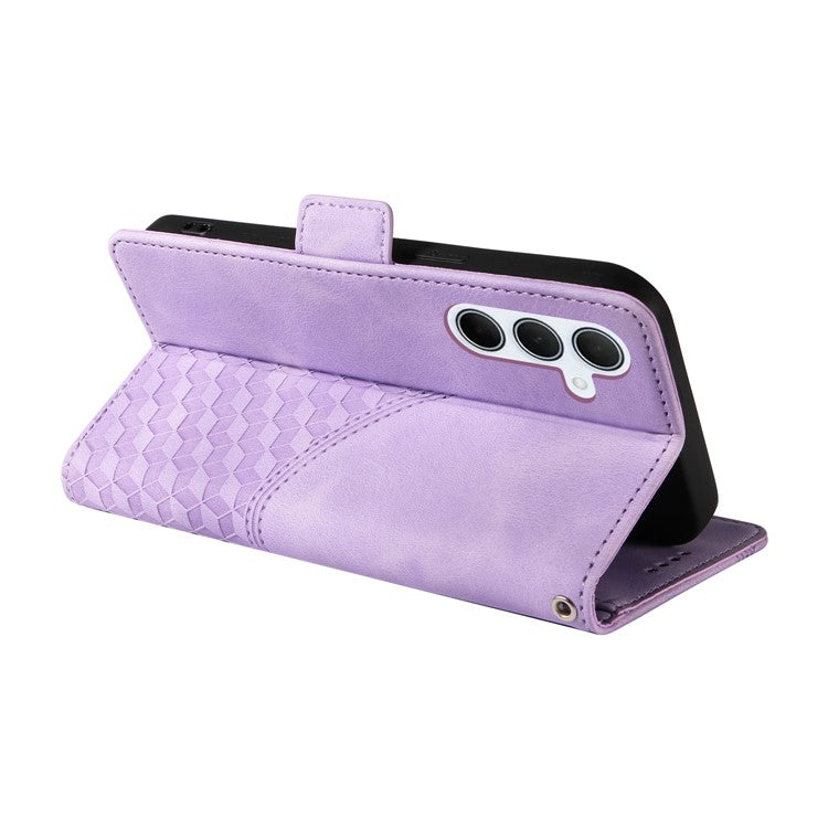 For Samsung Galaxy M35 5G Case Rhombus Starry PU Leather Phone Wallet Cover - Purple
