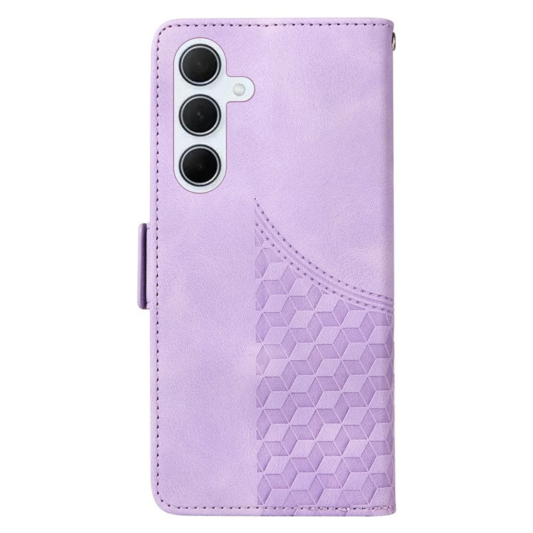 For Samsung Galaxy M35 5G Case Rhombus Starry PU Leather Phone Wallet Cover - Purple