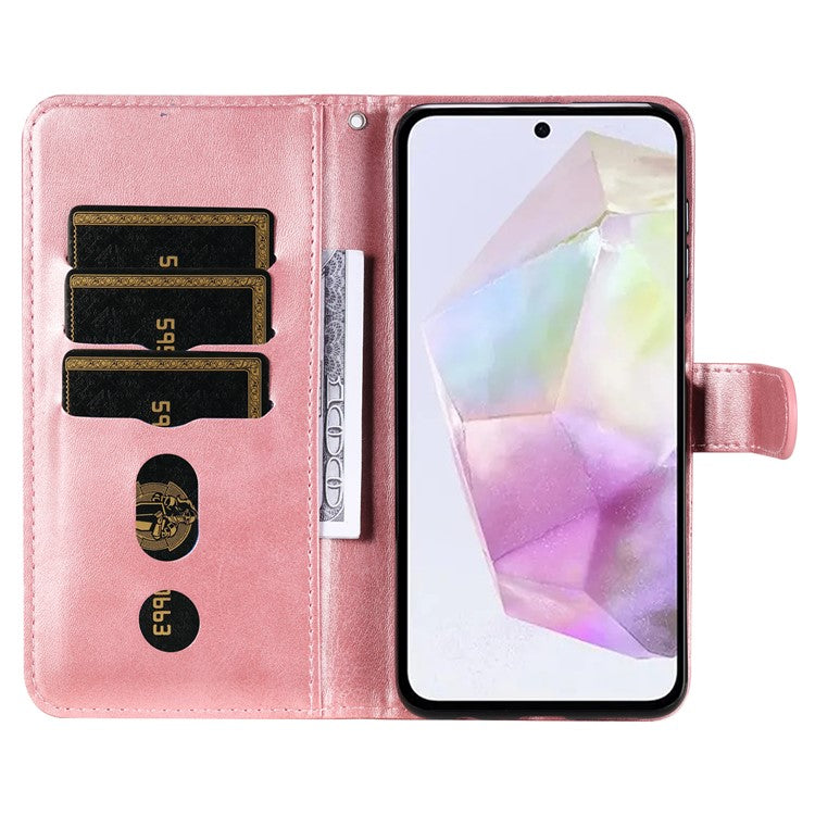For Samsung Galaxy M35 5G Case Zipper Wallet PU Leather Stand Phone Cover - Pink