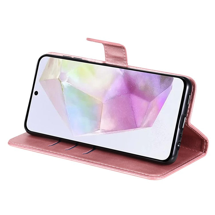 For Samsung Galaxy M35 5G Case Zipper Wallet PU Leather Stand Phone Cover - Pink
