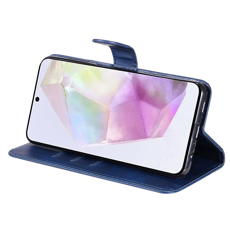 For Samsung Galaxy M35 5G Case Zipper Wallet PU Leather Stand Phone Cover - Blue