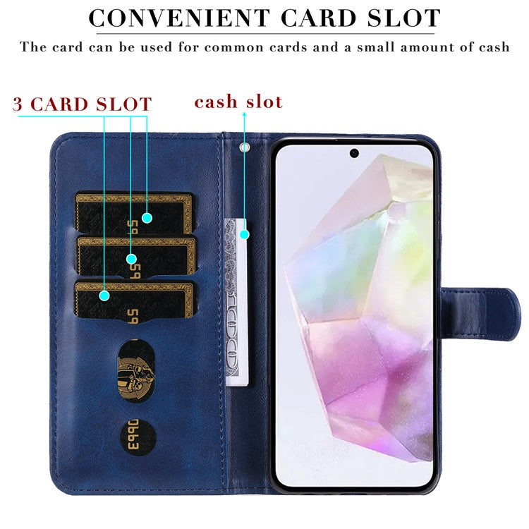 For Samsung Galaxy M35 5G Case Zipper Wallet PU Leather Stand Phone Cover - Blue