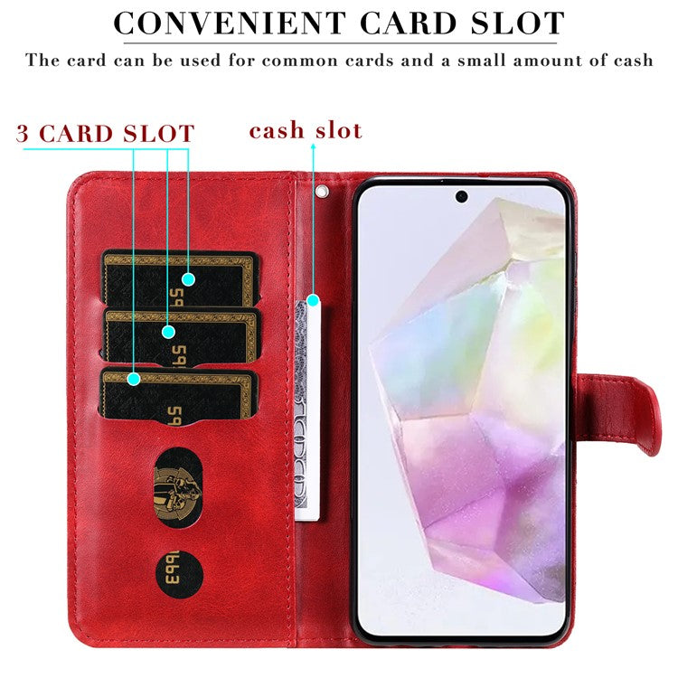 For Samsung Galaxy M35 5G Case Zipper Wallet PU Leather Stand Phone Cover - Red