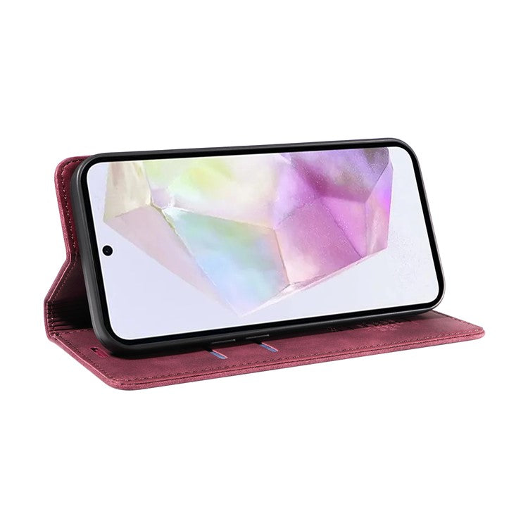 BETOPNICE 003 For Samsung Galaxy M35 5G Leather Case RFID Blocking Wallet Phone Cover - Red