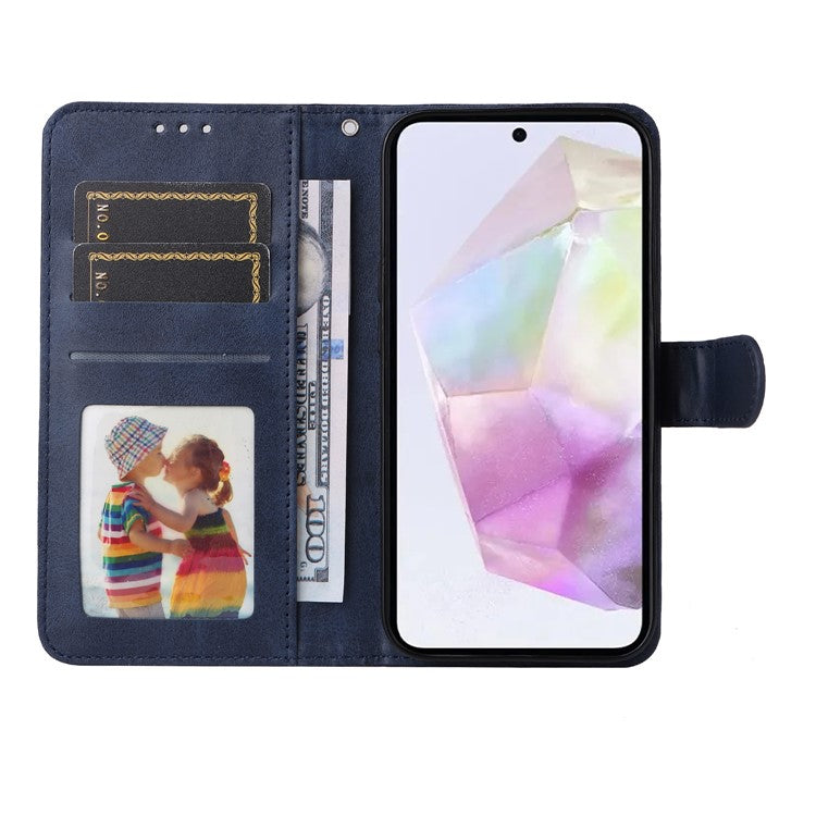 For Samsung Galaxy M35 5G Case Card Slots Wallet PU Leather Phone Cover - Blue