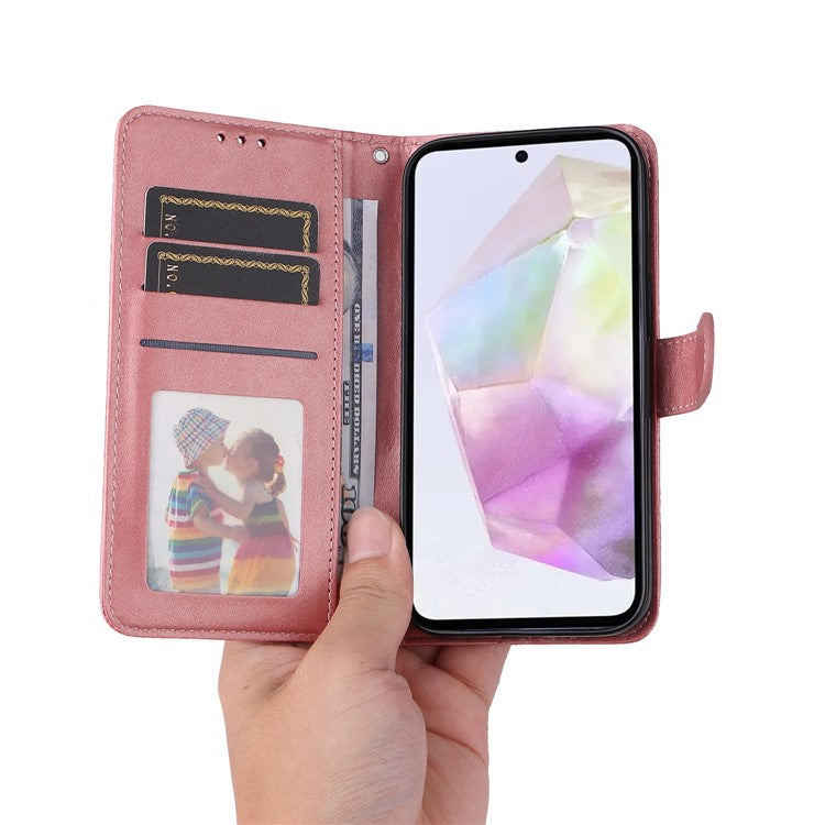 For Samsung Galaxy M35 5G Case Card Slots Wallet PU Leather Phone Cover - Pink