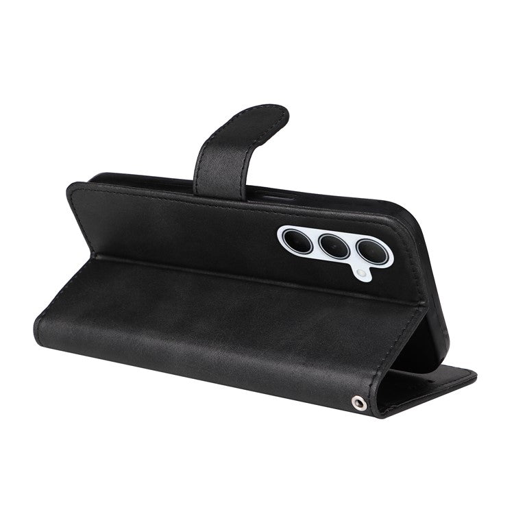 For Samsung Galaxy M35 5G Case Card Slots Wallet PU Leather Phone Cover - Black