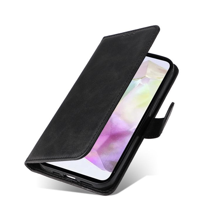 For Samsung Galaxy M35 5G Case Card Slots Wallet PU Leather Phone Cover - Black
