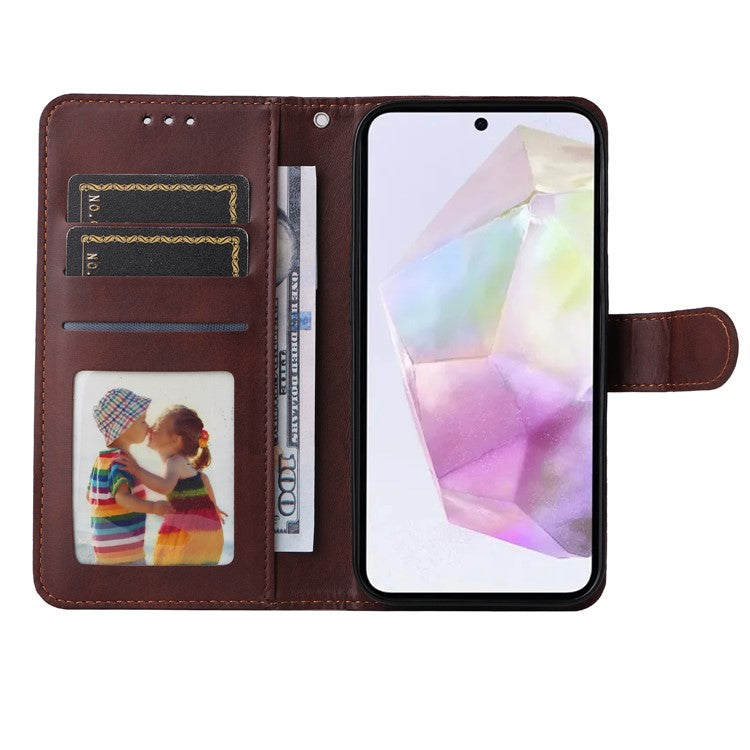 For Samsung Galaxy M35 5G Case Card Slots Wallet PU Leather Phone Cover - Brown