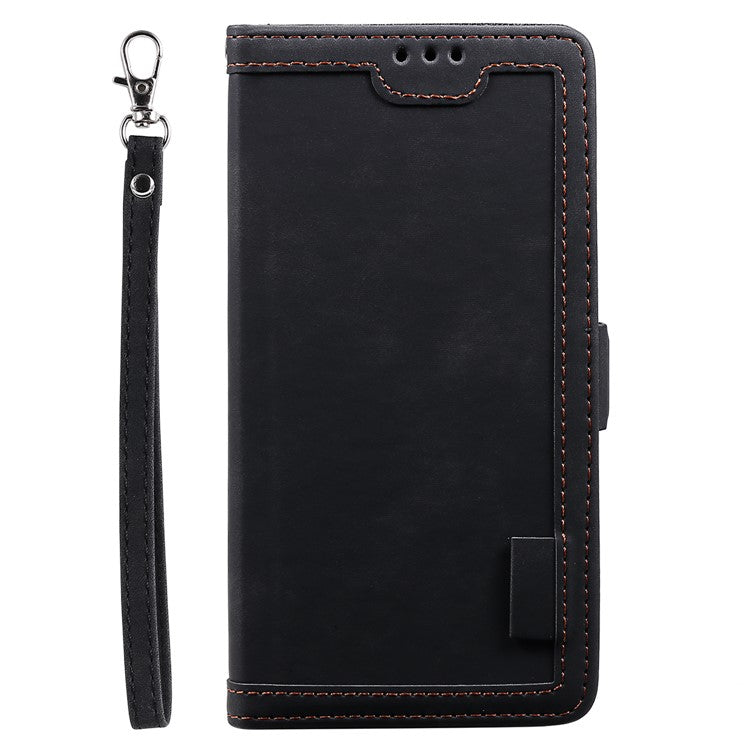 For iPhone 16 Case Vintage Splicing Shockproof Leather Phone Cover - Black