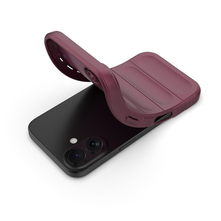 For iPhone 16 TPU Case Scratch-resistant Rugged Back Soft Phone Cover - Wine Red