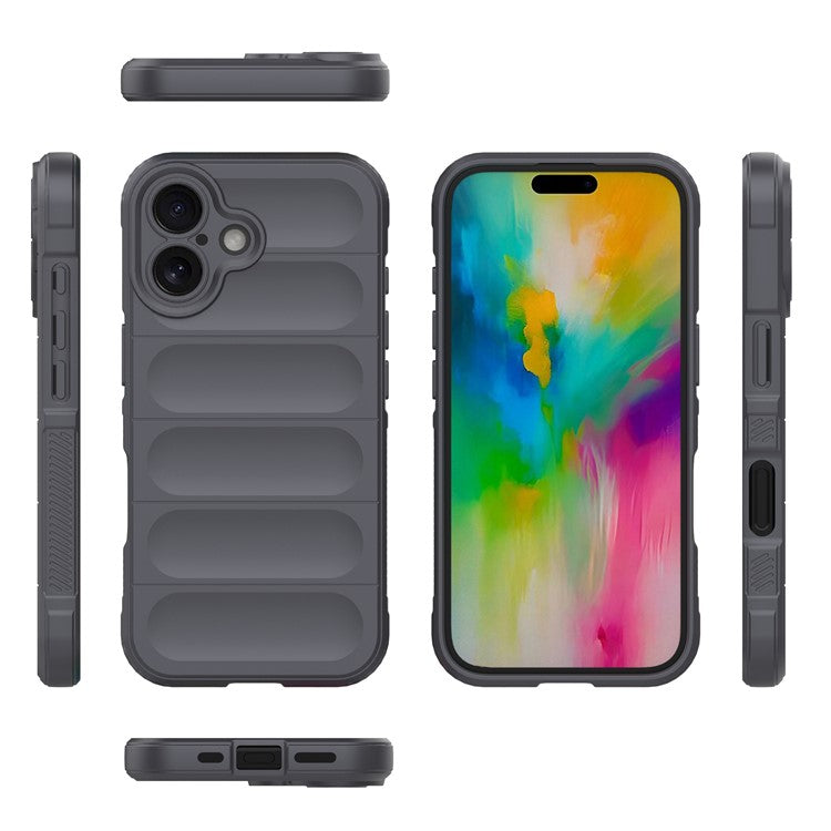 For iPhone 16 TPU Case Scratch-resistant Rugged Back Soft Phone Cover - Dark Grey