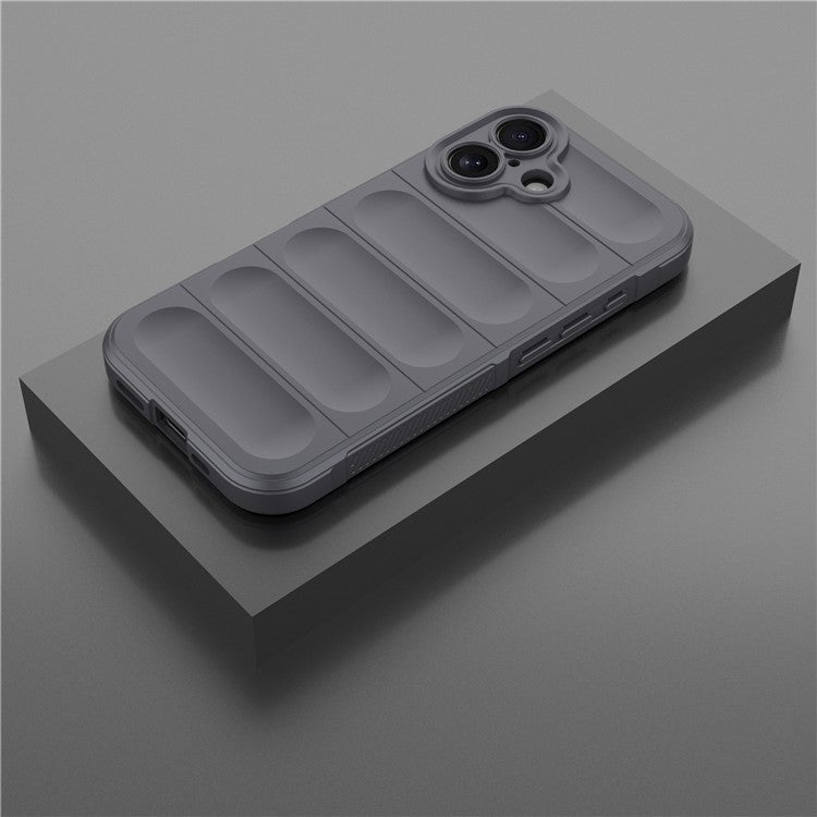 For iPhone 16 TPU Case Scratch-resistant Rugged Back Soft Phone Cover - Dark Grey