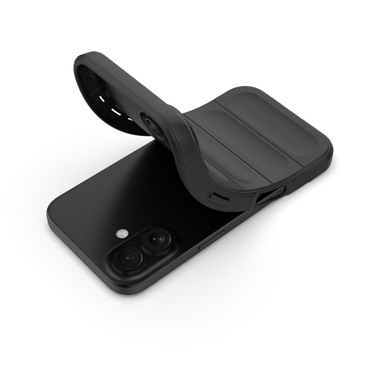 For iPhone 16 TPU Case Scratch-resistant Rugged Back Soft Phone Cover - Dark Grey