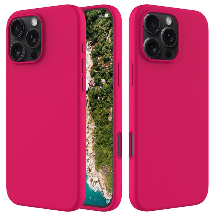 For iPhone 16 Pro Case Shockproof Liquid Silicone Soft Lining Phone Cover - Rose