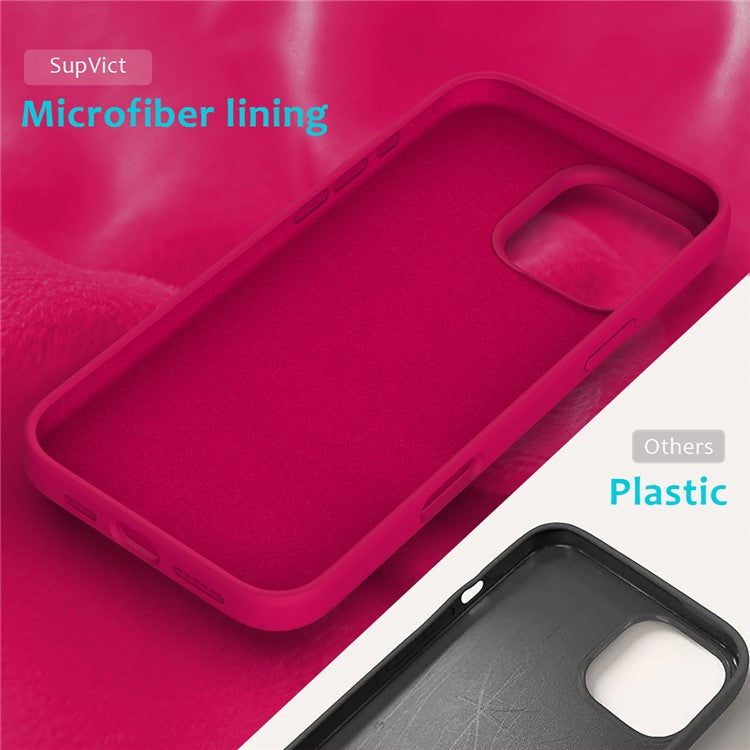 For iPhone 16 Pro Case Shockproof Liquid Silicone Soft Lining Phone Cover - Rose