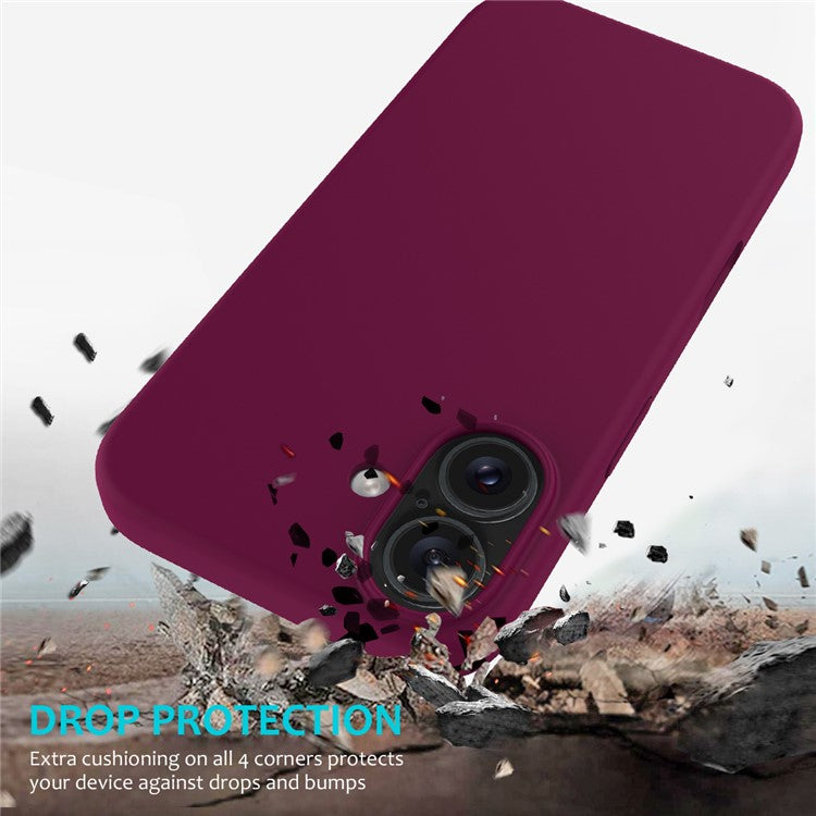 For iPhone 16 Case Liquid Silicone Soft Lining Shockproof Phone Cover - Wine Red