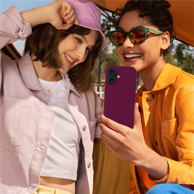 For iPhone 16 Case Liquid Silicone Soft Lining Shockproof Phone Cover - Wine Red