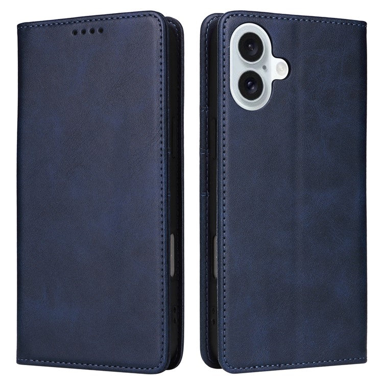 For iPhone 16 Plus Case Leather Phone Cover with RFID Blocking Wallet - Blue