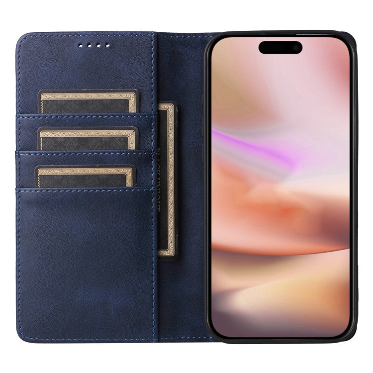 For iPhone 16 Plus Case Leather Phone Cover with RFID Blocking Wallet - Blue
