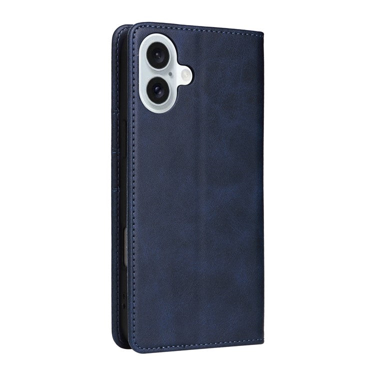 For iPhone 16 Plus Case Leather Phone Cover with RFID Blocking Wallet - Blue