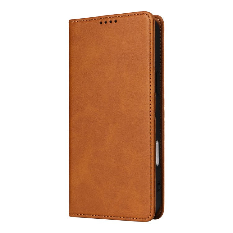 For iPhone 16 Pro Case RFID Blocking PU Leather Folio Flip Phone Cover - Brown