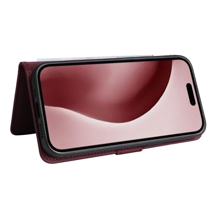 BETOPNICE 005 For iPhone 16 Pro Case Wallet Leather Cover Detachable 2-in-1 - Wine Red
