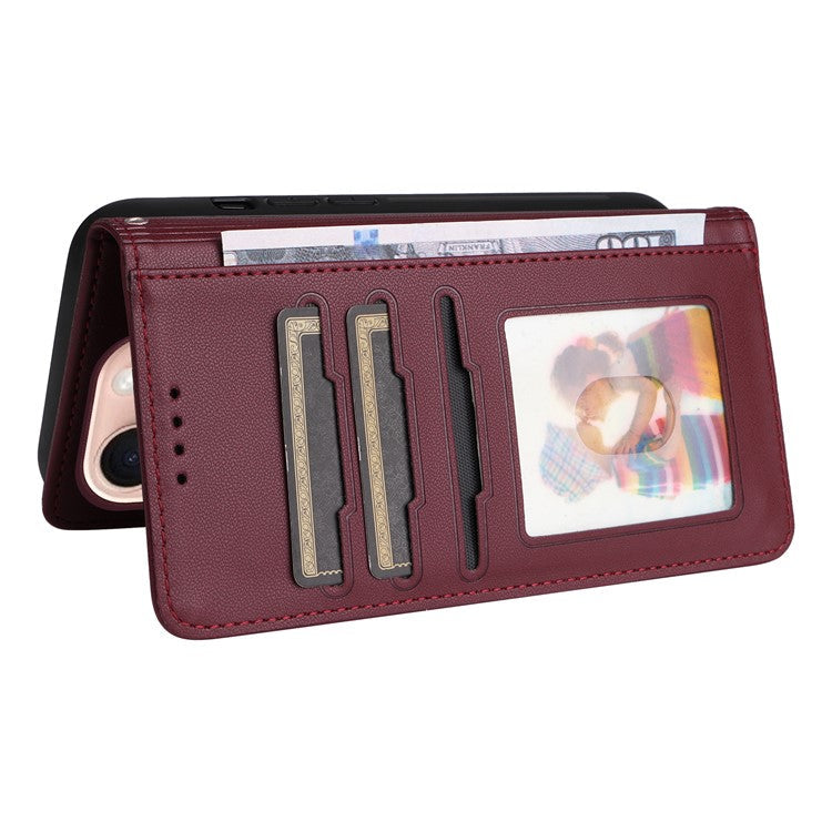 BETOPNICE 005 For iPhone 16 Pro Case Wallet Leather Cover Detachable 2-in-1 - Wine Red