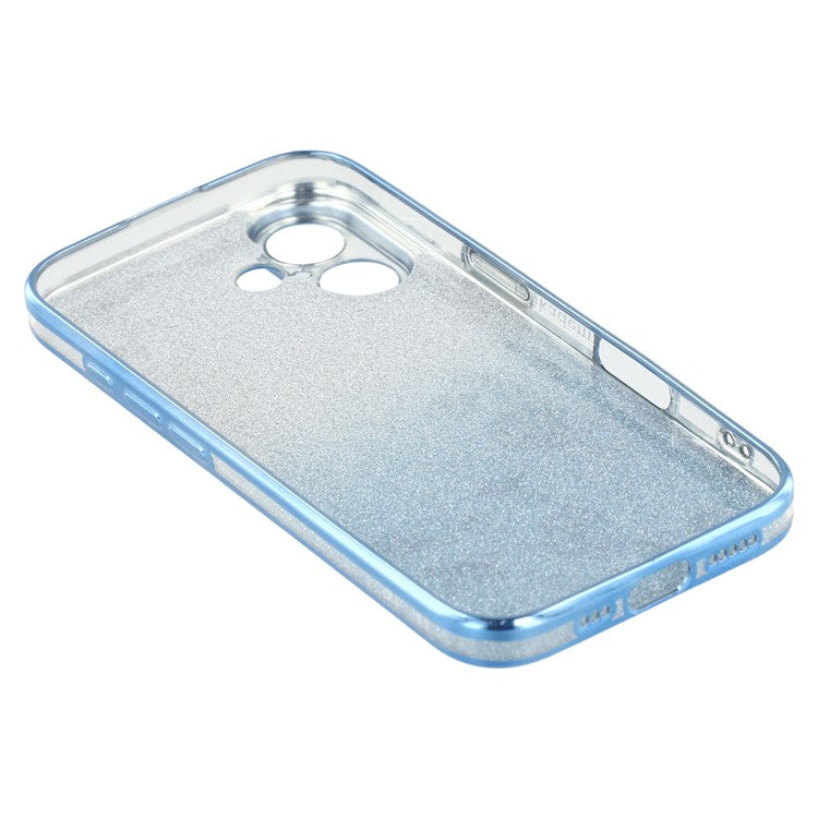 KADEM For iPhone 16 Plus Case TPU Phone Cover Glitter Gradient Ring Kickstand Function - Blue