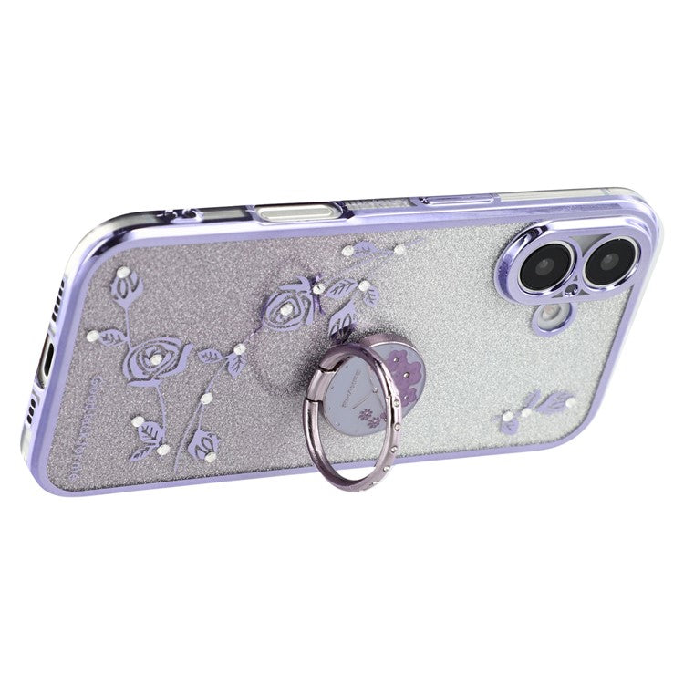 KADEM For iPhone 16 Case TPU Ring Holder Phone Cover Gradient Shockproof - Purple